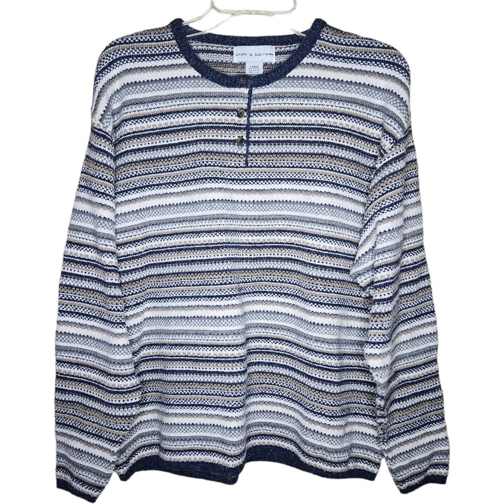 Vintage 90’s Croft & Barrow Knit Crewneck Sweater Sweatshirt Striped Pattern